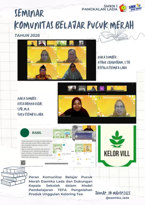 Peran Komunitas Belajar Pucuk Merah Esemka Lada dan Dukungan Kepala Sekolah dalam Model Pembelajaran TEFA Pengolahan Produk Unggulan Keloring Tea