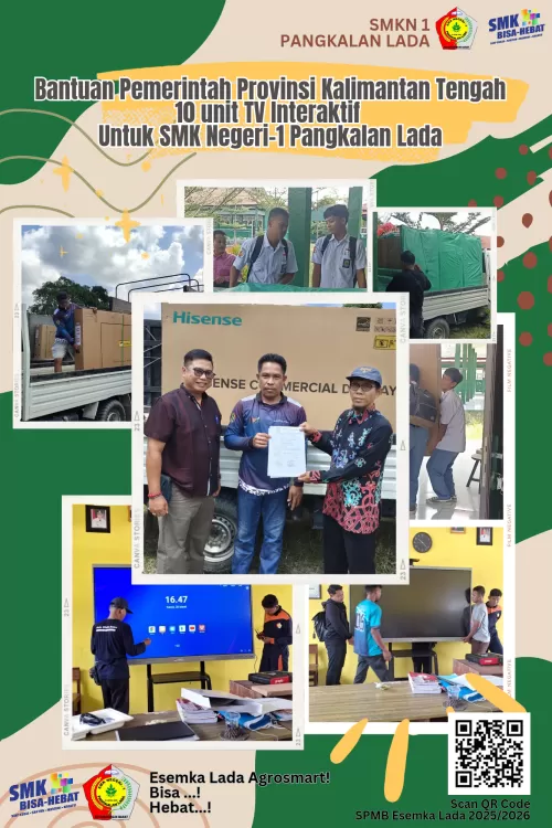 SMK Negeri 1 Pangkalan Lada Terima Bantuan 10 TV Interaktif dari Gubernur Kalimantan Tengah
